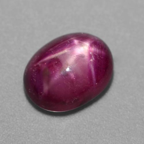 Rubi estrela roxo natural 3,81ct, corte oval, translúcido