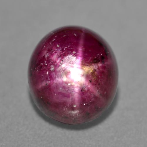 Rubi estrela roxo natural 4,75ct, corte oval, translúcido