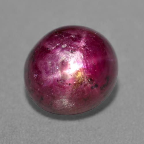 Rubi estrela roxo natural 4,75ct, corte oval, translúcido