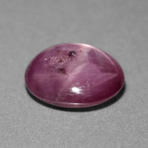 Rubi estrela roxo natural 1,83ct, corte oval, translúcido