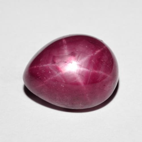 Rubi estrela vermelho natural 9,64ct, formato de pêra, opaco