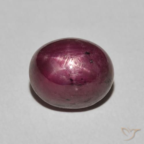 5.56ct Natural roxo avermelhado rubi estrela, oval, Opaco