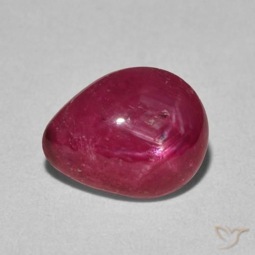 rubi estrela vermelho médio Natural 2.84ct, Formato de pêra, Opaco