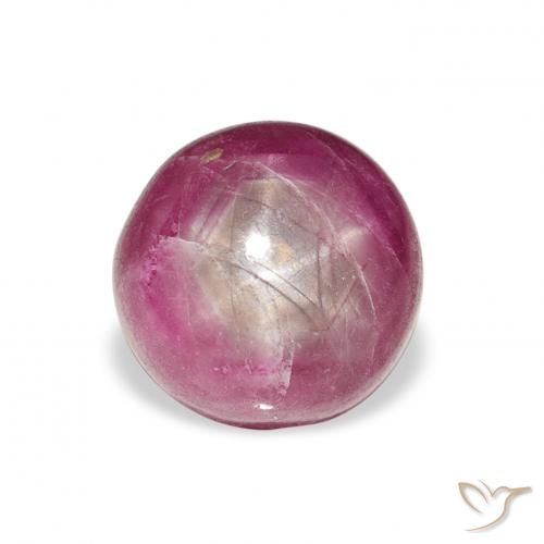 6.08ct Natural Magenta rubi estrela, Redondo, Opaco