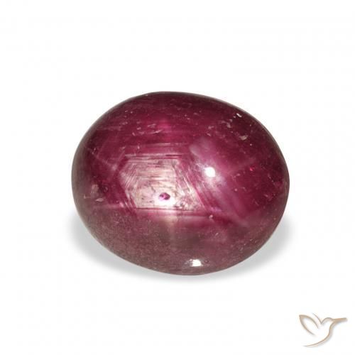 6.70ct Natural Medium Dark Reddish-Purple rubi estrela, oval, Opaco