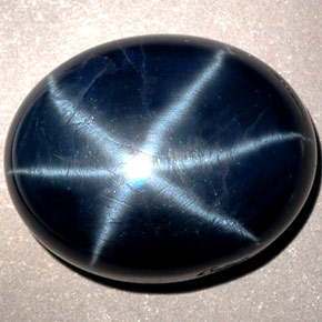 Safira Estrela Azul profundo Natural 9.13ct, Corte Oval, Opaco