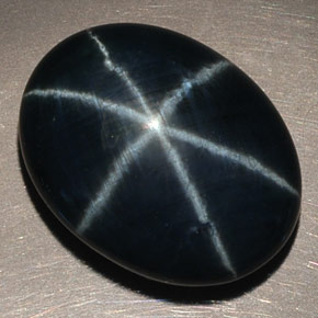 Safira estrela azul natural 14,60ct, corte oval, opaco