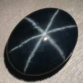 Safira estrela azul natural 14,60ct, corte oval, opaco