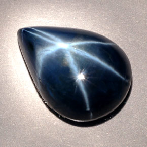 Safira estrela azul natural 9,60ct, formato de pêra, opaco