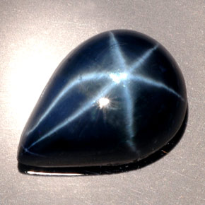 Safira estrela azul natural 9,60ct, formato de pêra, opaco