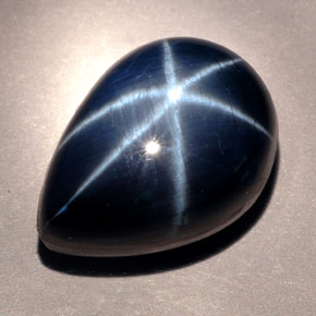 Safira estrela azul natural 22,23ct, formato de pêra, opaco