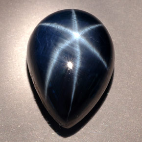 Safira estrela azul natural 22,23ct, formato de pêra, opaco