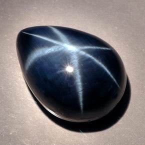 Safira estrela azul natural 22,23ct, formato de pêra, opaco