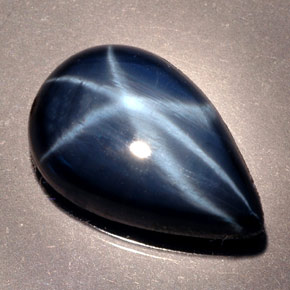 Safira estrela azul natural 9,76ct, formato de pêra, opaco