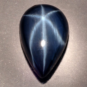 Safira estrela azul natural 9,76ct, formato de pêra, opaco