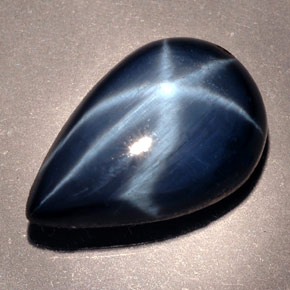 Safira estrela azul natural 9,76ct, formato de pêra, opaco