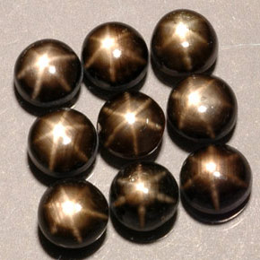 Pedras preciosas de safira estrela preto natural de  ct, corte redondo, opaco