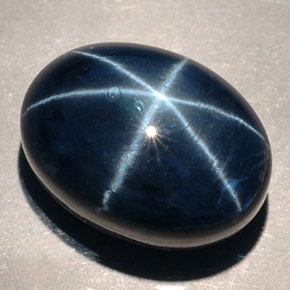 Safira estrela azul natural 16,77ct, corte oval, opaco