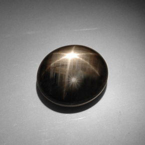 Safira estrela preto natural 33,41ct, corte oval, opaco