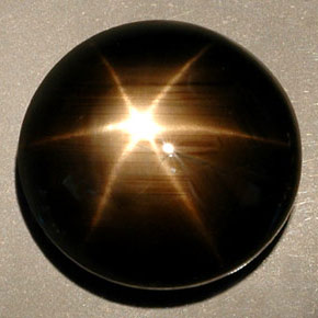 Safira estrela preto natural 36,25ct, corte redondo, opaco