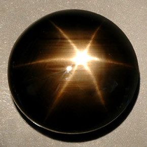 Safira estrela preto natural 36,25ct, corte redondo, opaco