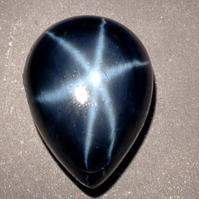 Safira estrela azul natural 8,38ct, formato de pêra, opaco