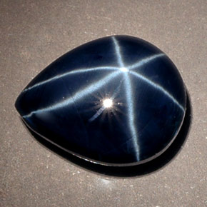 Safira estrela azul natural 7,89ct, formato de pêra, opaco
