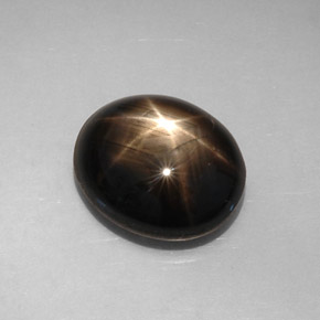 Safira estrela preto natural 8,19ct, corte oval, opaco