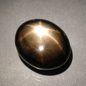 Safira estrela preto natural 8,56ct, corte oval, opaco