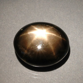 Safira estrela preto natural 8,56ct, corte oval, opaco