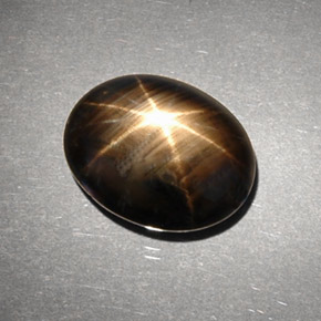 Safira estrela preto natural 6,63ct, corte oval, opaco