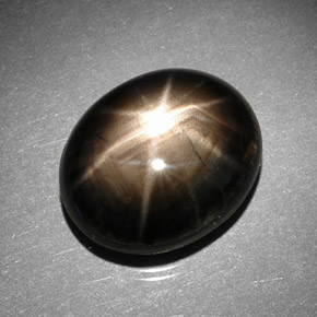 Safira estrela preto natural 11,43ct, corte oval, opaco