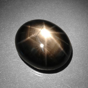 Safira estrela preto natural 11,43ct, corte oval, opaco