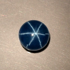 Safira estrela azul natural 1,46ct, corte redondo, opaco