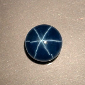 Safira estrela azul natural 1,46ct, corte redondo, opaco