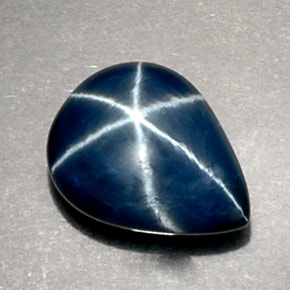Safira estrela azul natural 2,53ct, formato de pêra, opaco