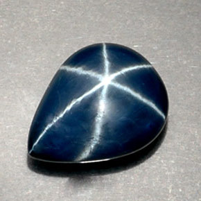 Safira estrela azul natural 2,53ct, formato de pêra, opaco