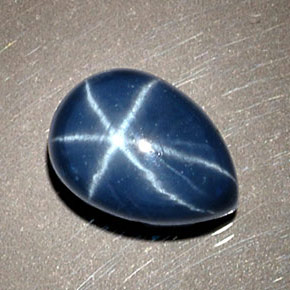 Safira estrela azul natural 1,93ct, formato de pêra, opaco