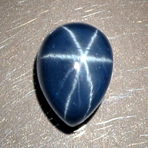 Safira estrela azul natural 1,93ct, formato de pêra, opaco