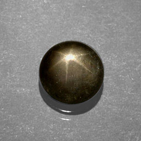 Safira estrela verde natural 0,82ct, corte redondo, opaco