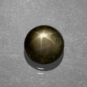 Safira estrela verde natural 0,82ct, corte redondo, opaco