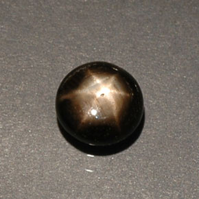 Safira estrela preto natural 0,60ct, corte redondo, opaco