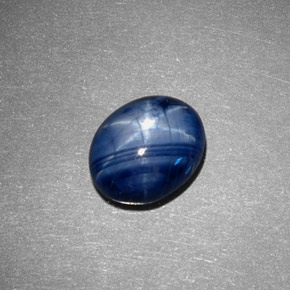 Safira estrela azul natural 3,71ct, corte oval, opaco