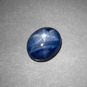 Safira estrela azul natural 3,71ct, corte oval, opaco