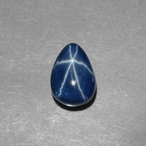 Safira estrela azul natural 2,45ct, formato de pêra, opaco
