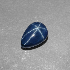 Safira estrela azul natural 2,45ct, formato de pêra, opaco