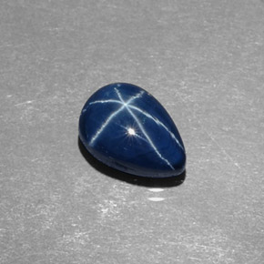 Safira estrela azul natural 2,45ct, formato de pêra, opaco