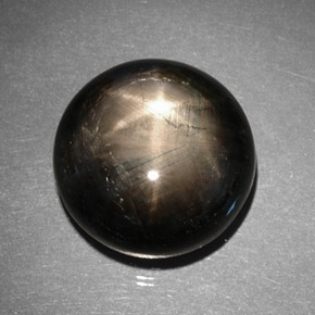 Safira estrela preto natural 29,57ct, corte redondo, opaco