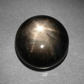 Safira estrela preto natural 29,57ct, corte redondo, opaco