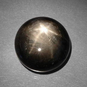 Safira estrela preto natural 29,57ct, corte redondo, opaco